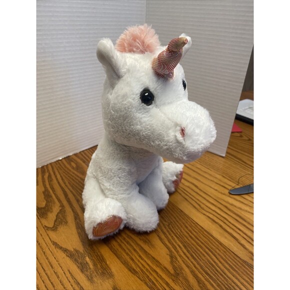 Goffa Unicorn Plush Soft Stuffed Animal White Fur with pink Sparkle Horn Preown - Picture 4 of 8